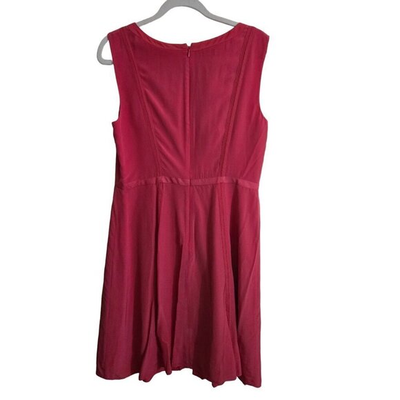 Talbots 100% Silk Red/ Orange Sleeveless Sheath Dress Size 12 - Picture 2 of 4